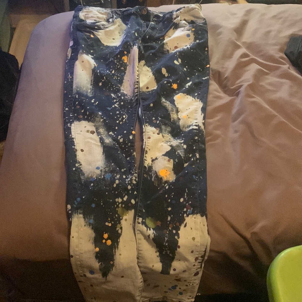 Evolution size 36 paint splotch designed jeans